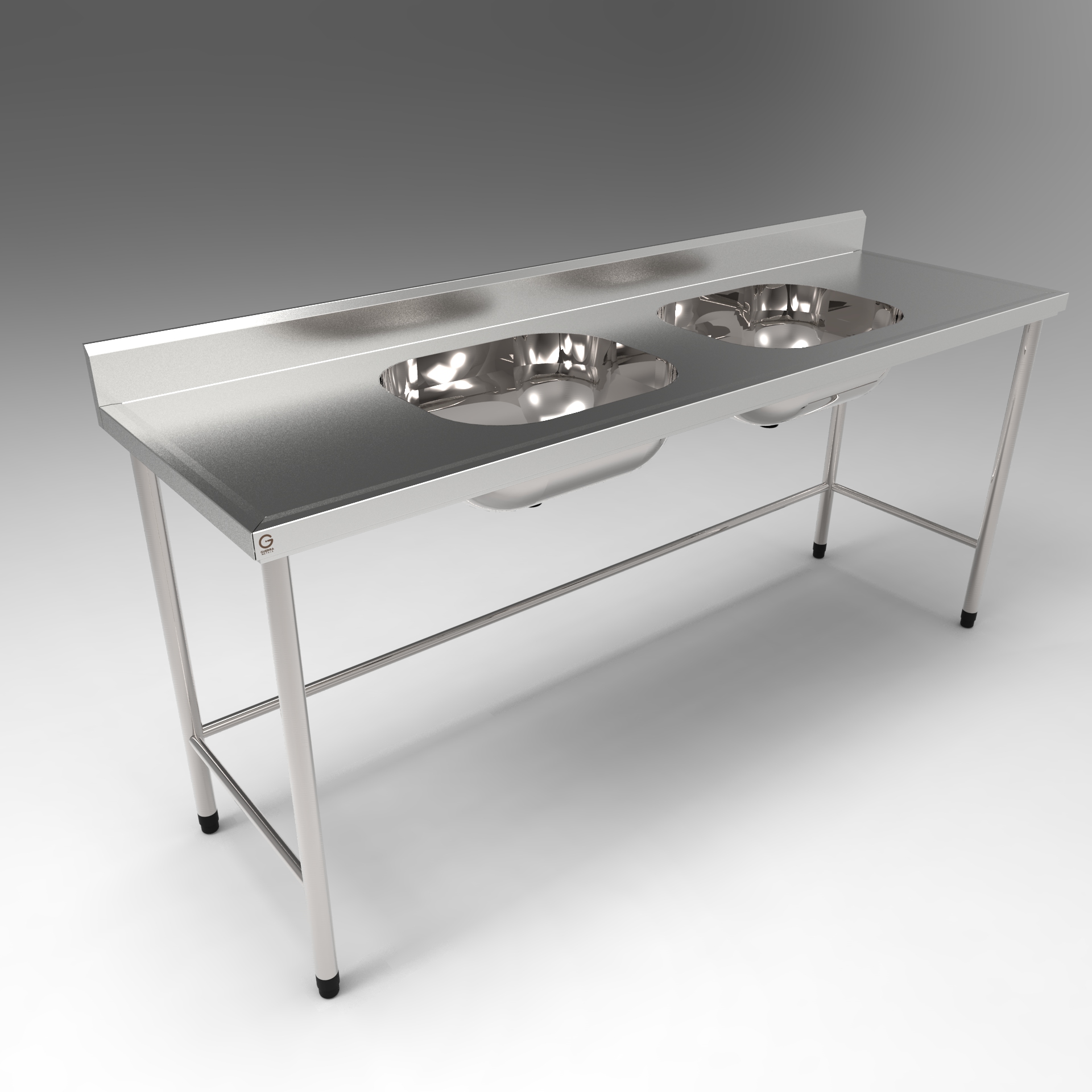MESA COM CUBA DUPLA S/ PLANO INFERIOR C/ ESPELHO